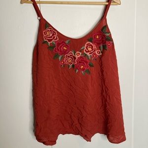 TORRID size 1 | 14/16 flowy embroidered flower tank top adjustable straps